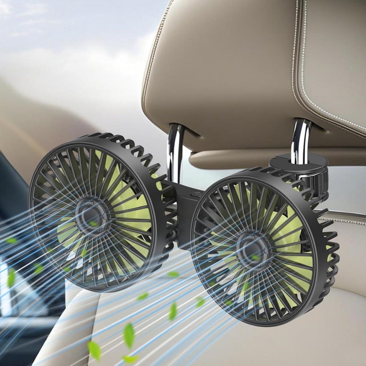 GELLDG USB-ventilator geschikt voor de achterbank – 360° draaibaar, 3 snelheidsstanden, krachtig & stil – Geschikt voor 12V/5V-voeding – Geschikt voor thuis/kantoor, vrachtwagens, campers, boten en aanhangers