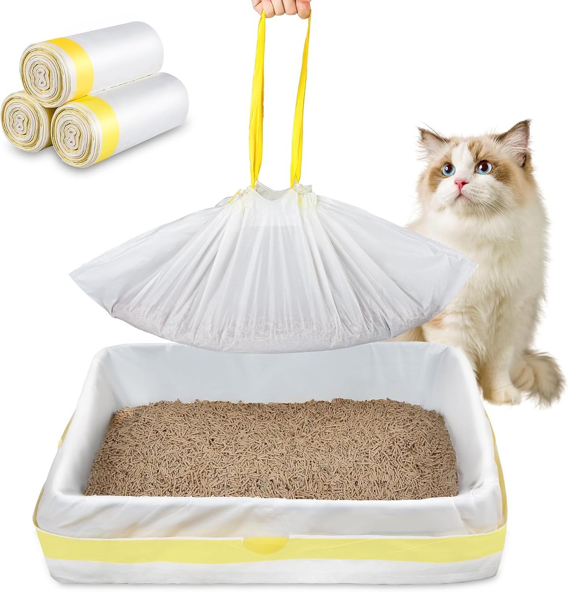 KZQ 30 Stuks Extra Dikke Kattenbakzakken Met Trekkoord – Jumbo 94x46 Cm – Heavy Duty Voor Kattenbak
