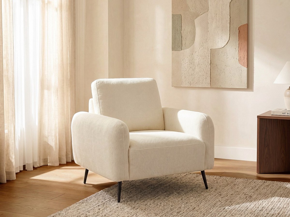 Vente-unique Fauteuil in gestructureerd gebroken wit stof LETROSA