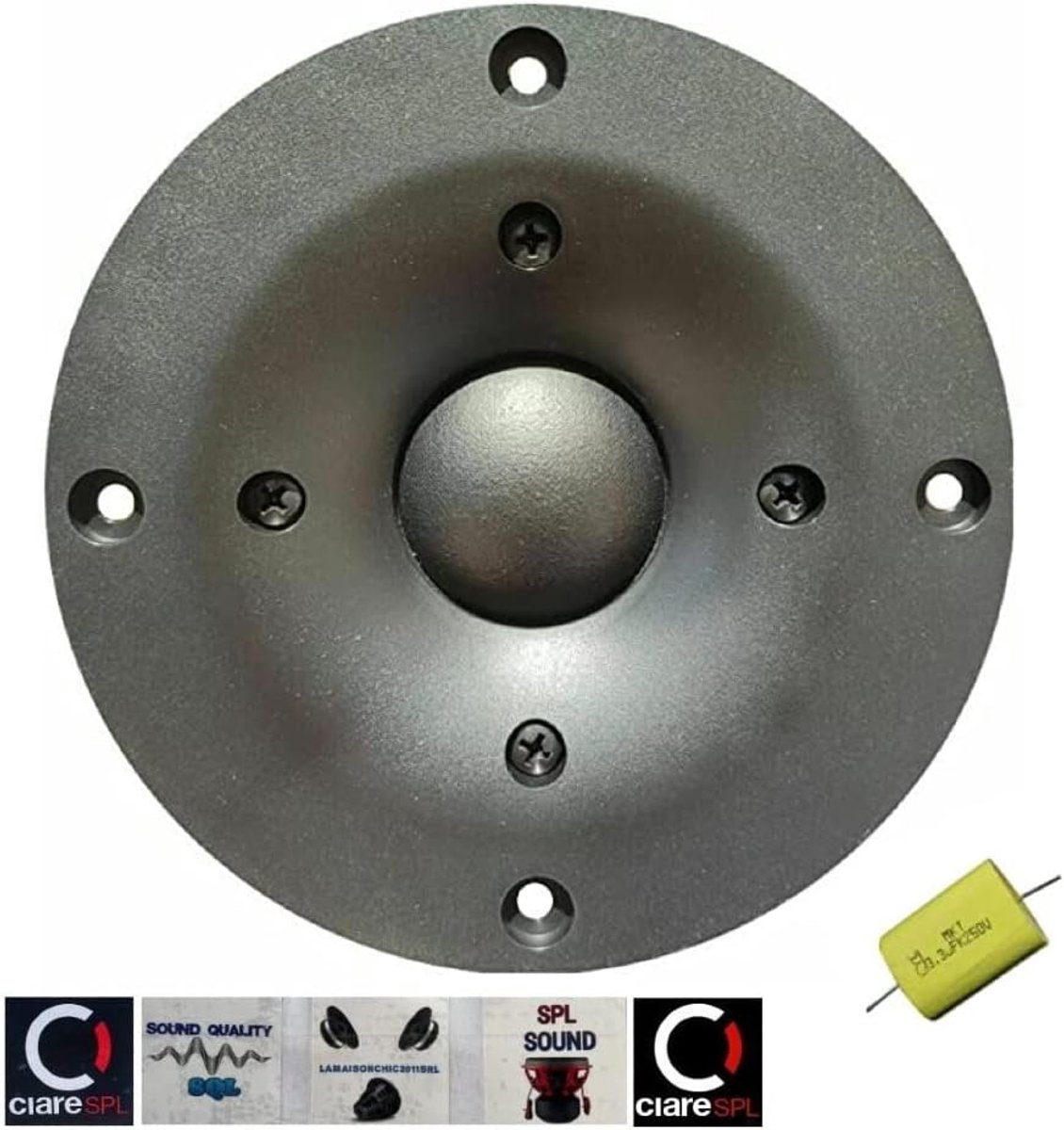 SnelShoppen - 1 Stuk PT383 Tweeter Driver 5.25" 13cm 120 Watt RMS 300 Watt Max 8 Ohm 94 dB SPL Zwart Inclusief 5 Gratis Stickers