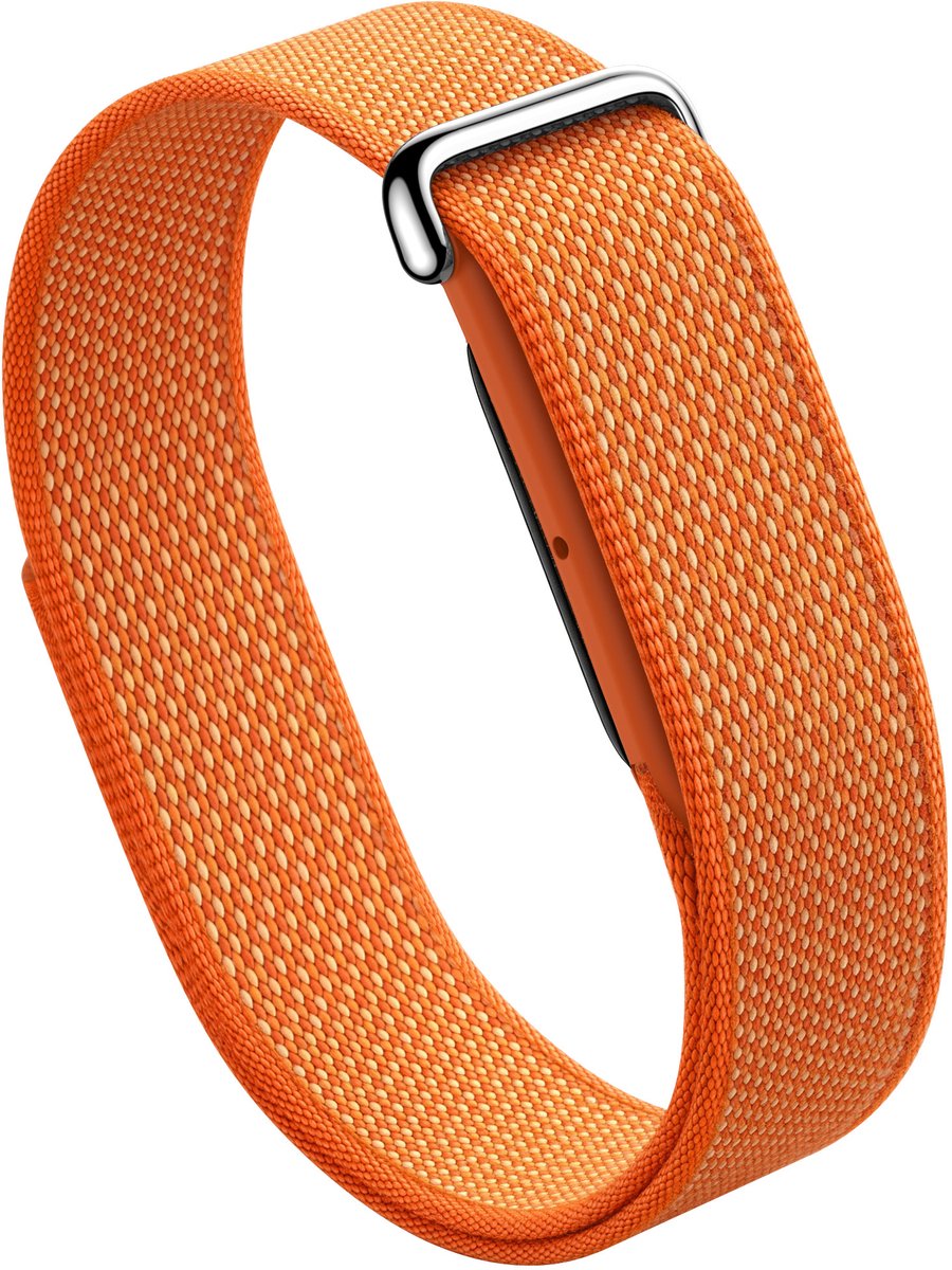 Stravo Nylon Sportbandje met Klittenband – Geschikt voor Fitbit Air – Verstelbaar, Lichtgewicht & Ademend Geweven Horlogebandje – Oranje