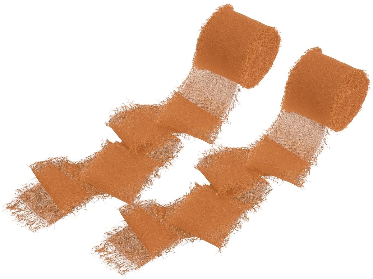 Omgoods - Katoenen Franjeslint Oranje 3,8 cm x 5,5 m - 2 Rollen voor Doe-het-zelf Ambachten