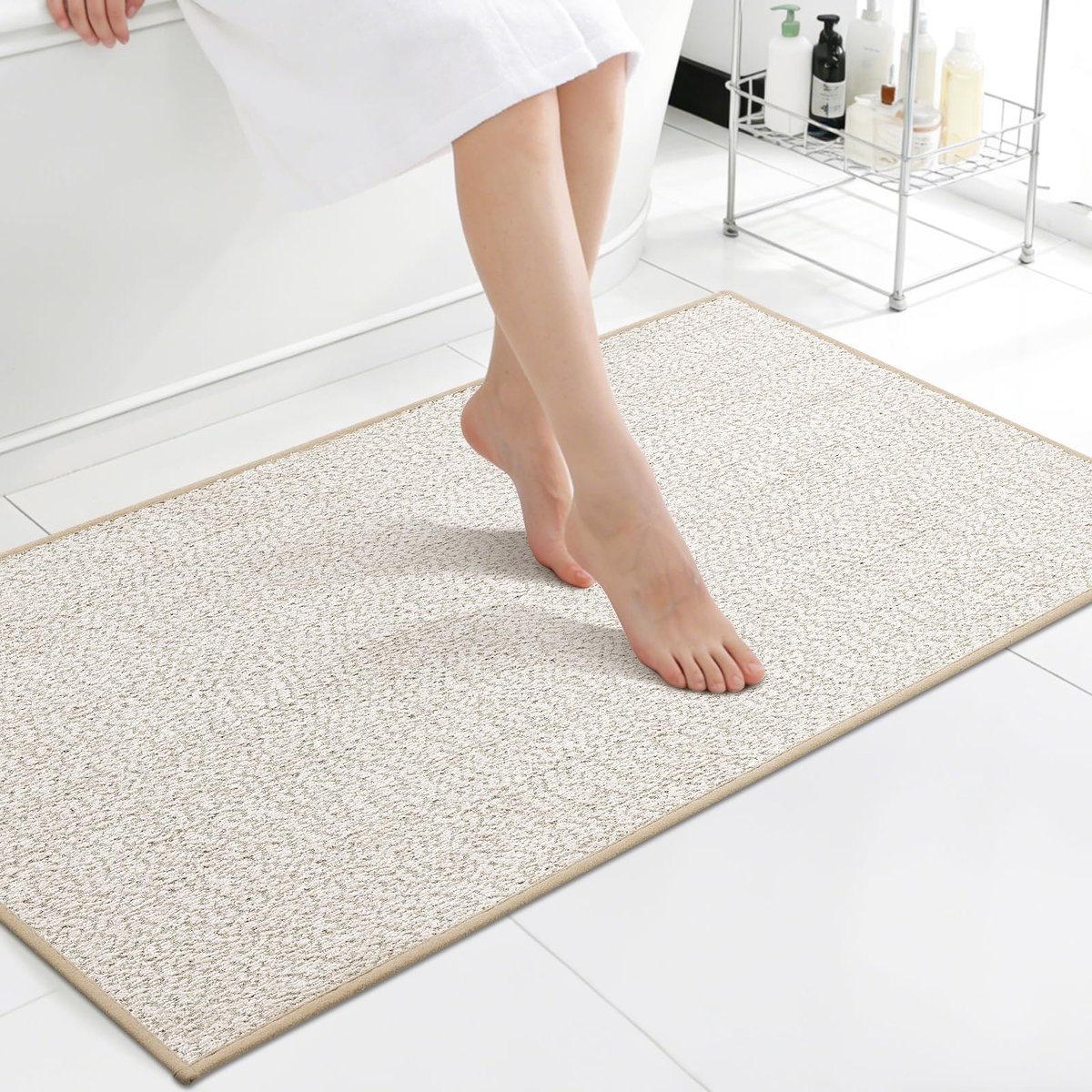 Omgoods - Badmat Antislip en Sneldrogend 61x120 cm Beige