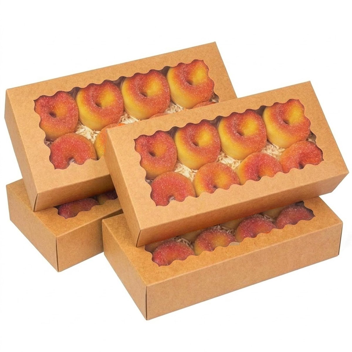 Omgoods - 50 Stuks Brown Bakkerijdozen met Venster
