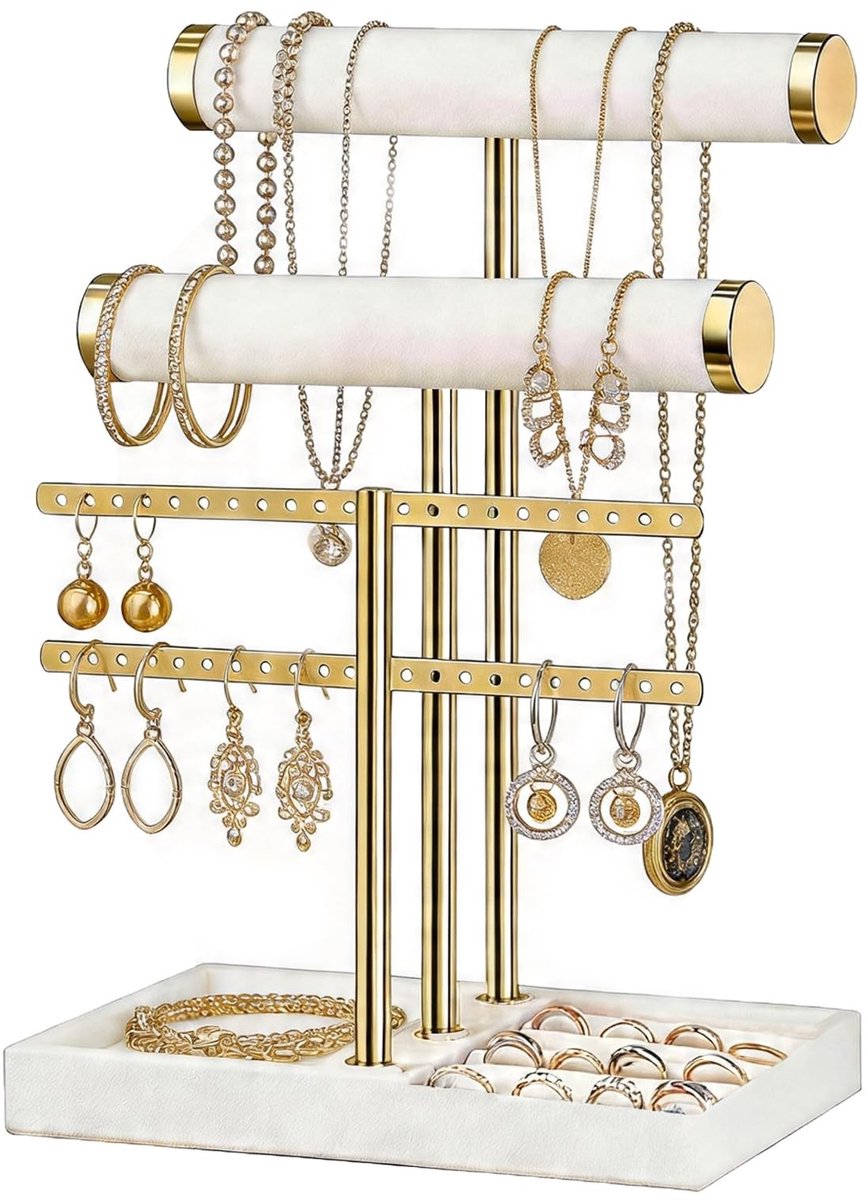 Omgoods - Sieradenorganiser met 4 Niveau's en Verwijderbare Houder