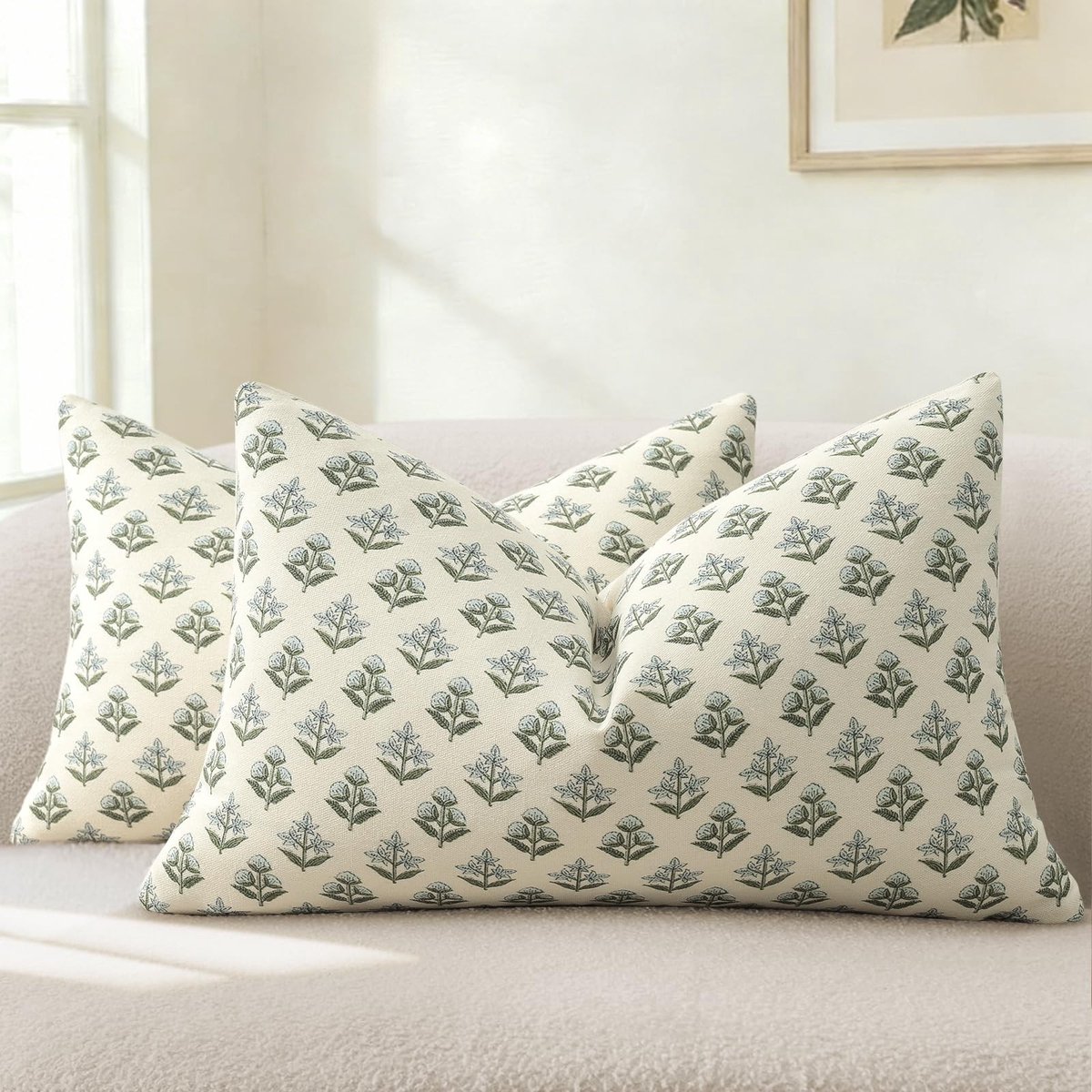 Omgoods - Set van 2 Bloem Motief Kussenhoezen 30x50 voor Sofa en Bed