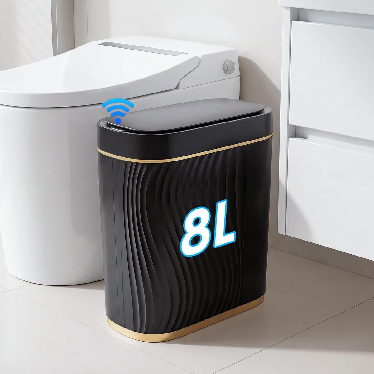 Omgoods - Sensor Vuilnisemmer met Deksel 8 Liter