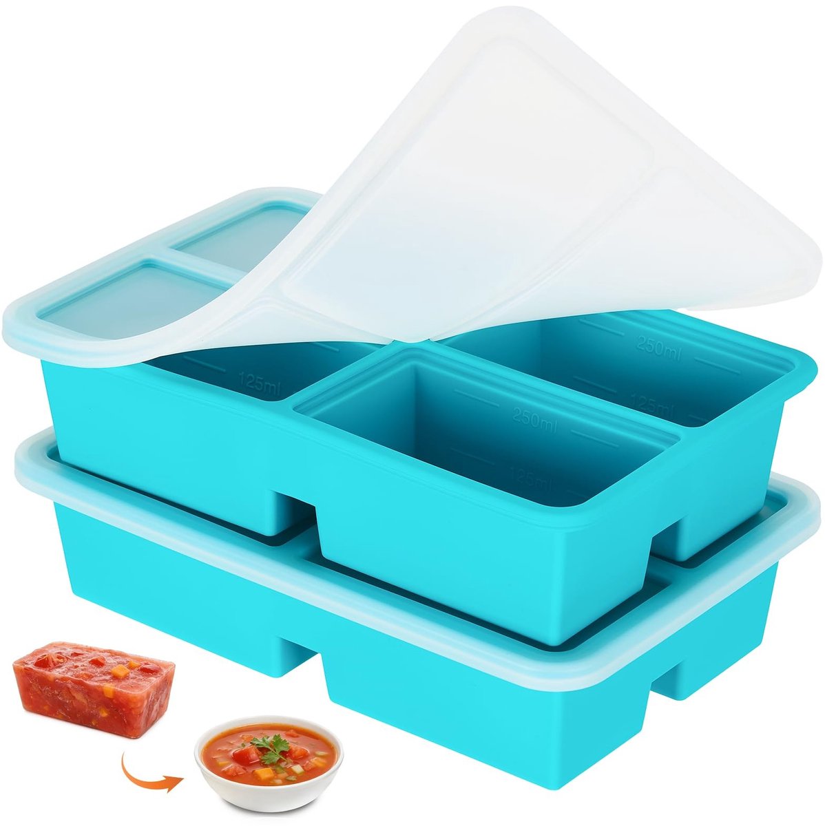Omgoods - Set van 2 Silicone Vriescontainers met Deksel