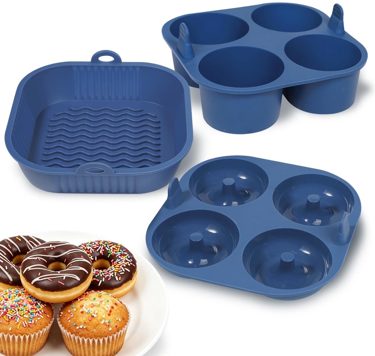 Omgoods - Siliconen Bakvorm Set voor Muffins en Donuts, Geschikt voor Airfryer