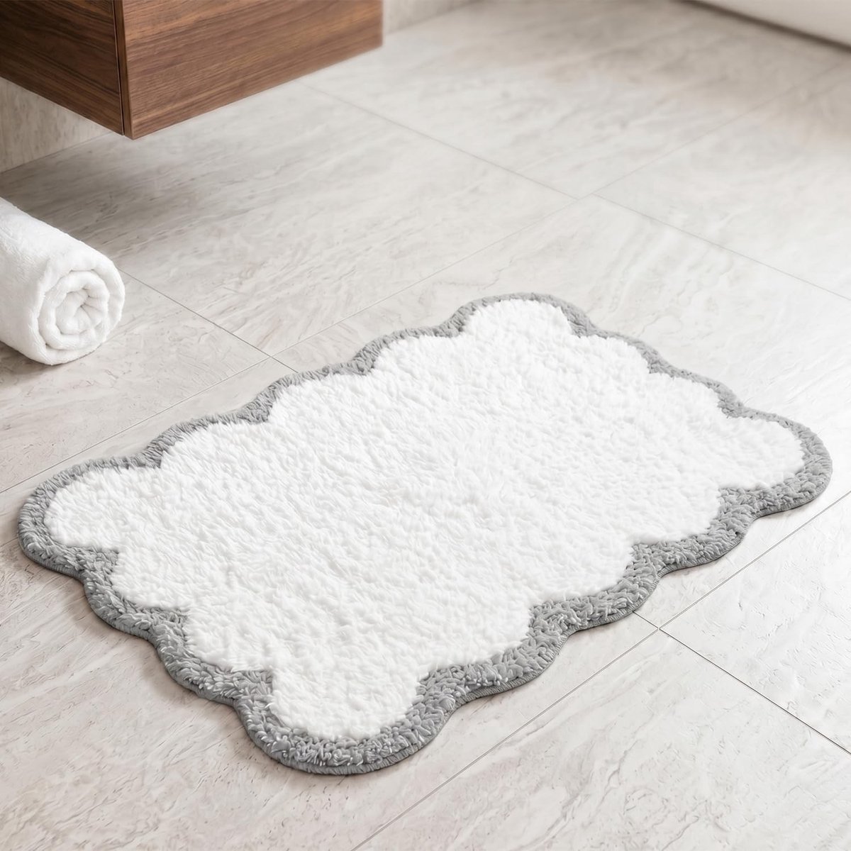 Omgoods - Geschulpte Badmat, Antislip, 80 x 50 cm, Grijs