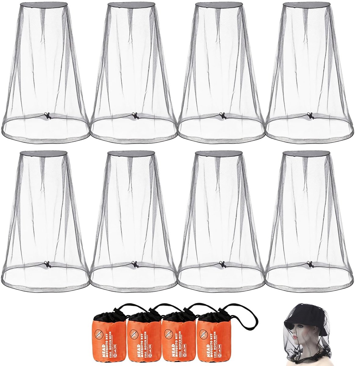 Omgoods - Muggennet Hoofdbeschermingsnet, 8 Stuks Lichtgewicht