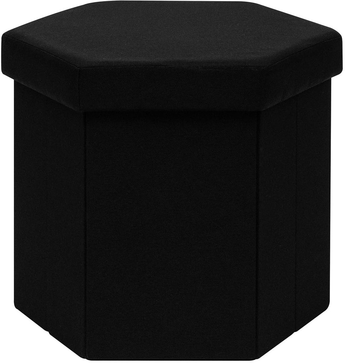Omgoods - Opvouwbare Pouf met Opbergruimte Hexagonaal 43 x 38 x 38 cm Zwart