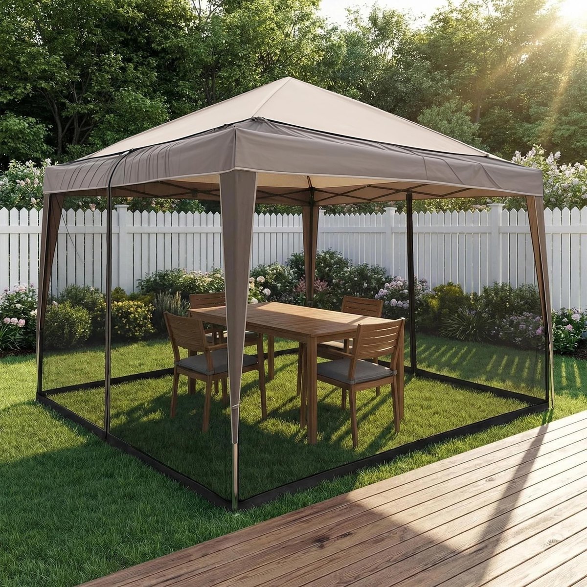 Omgoods - Mosquito Net voor Gazebo 3x3m - Insectenbescherming met 2 Ritsdeuren Zwart