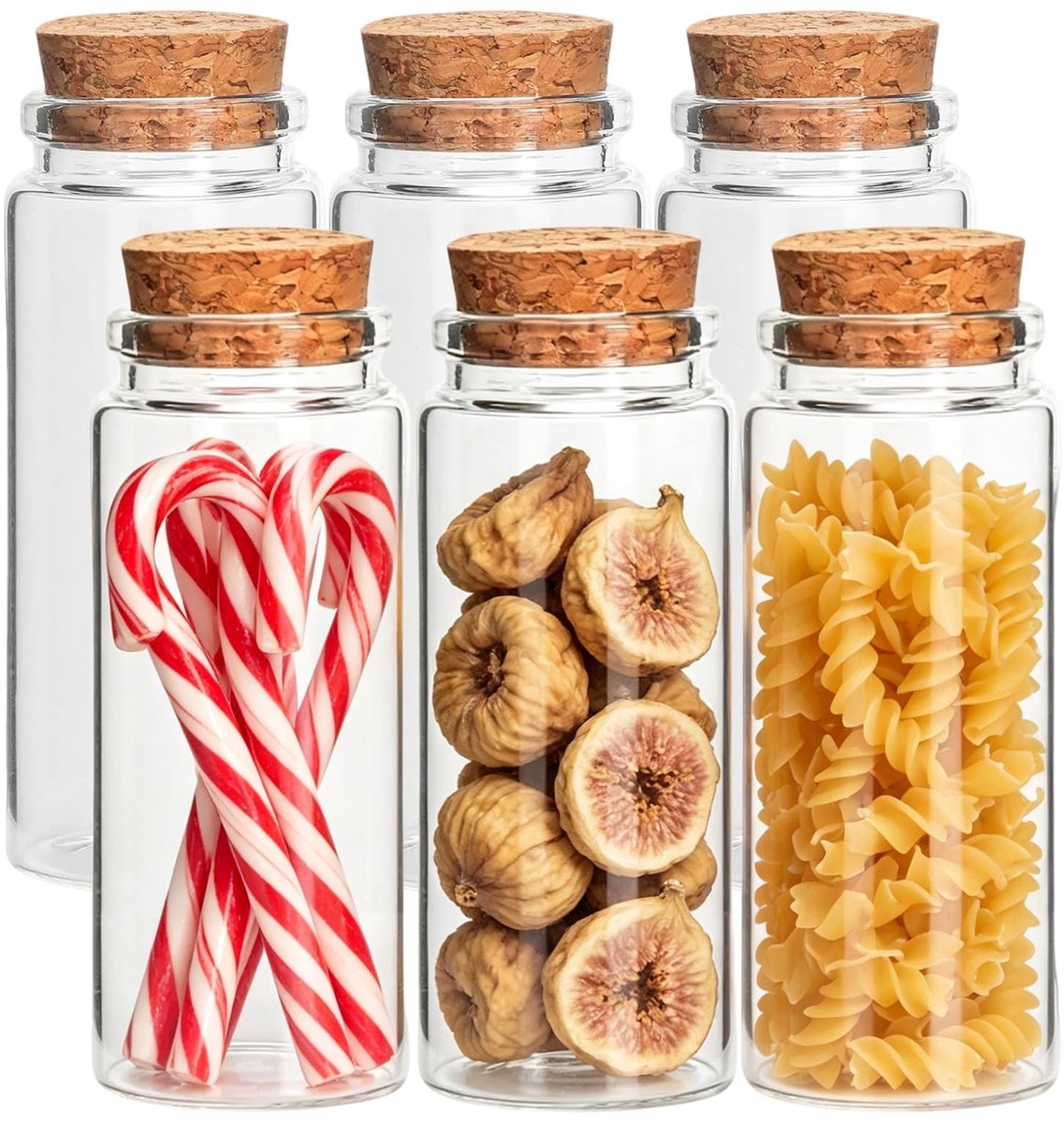 Omgoods - Set van 6 Mini-glazen Flessen met Kurk voor Creatief Gebruik