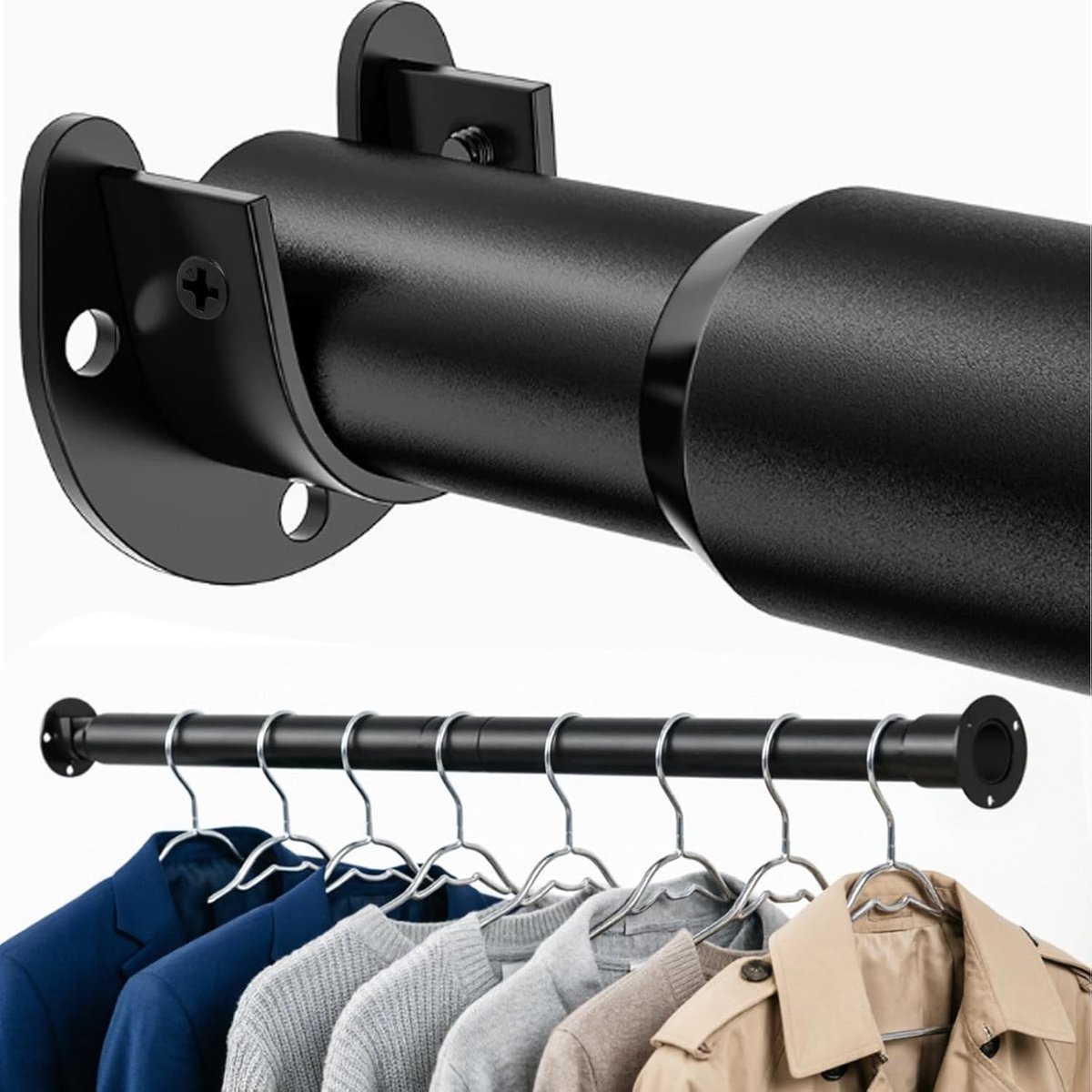 Verstelbare uittrekbare kledingstang voor kast 43-133 cm, metalen kapstok voor kleding, badkamer en wasruimte, diameter 3,3 cm