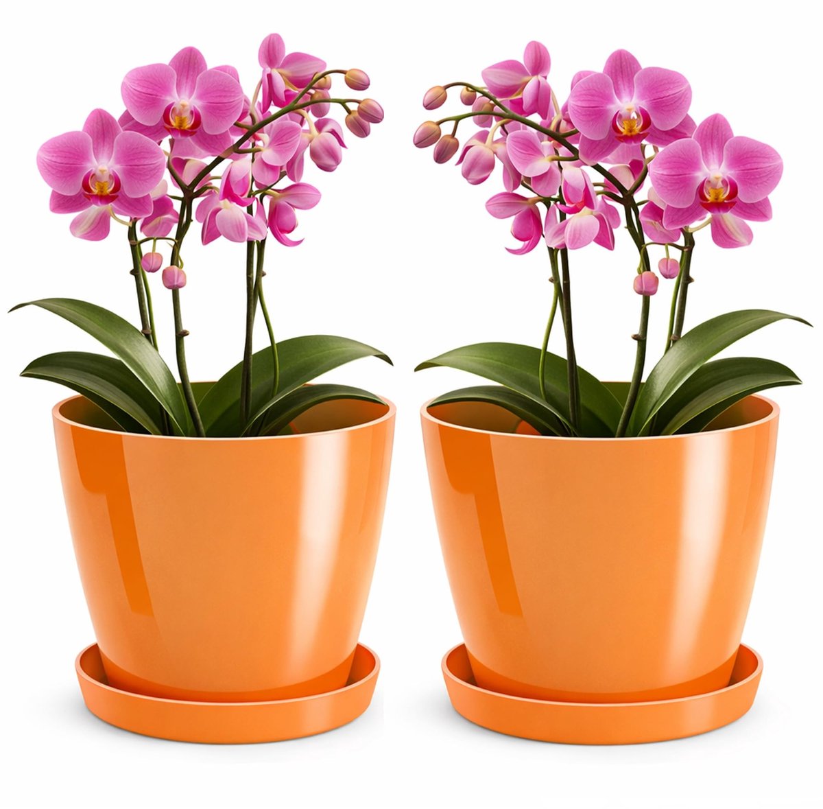 Omgoods - Set van 2 Glanzende Plantenpotten met Ondertafel, Diameter 20 cm