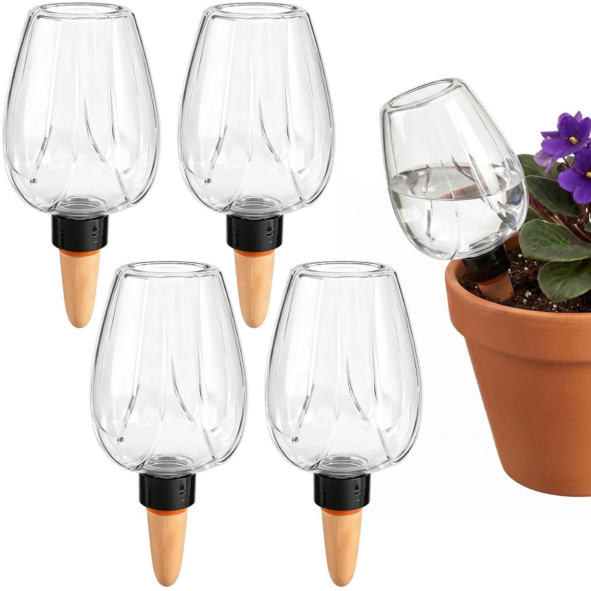 Omgoods - Set van 4 Waterdispenser Ballen voor Planten 350ml