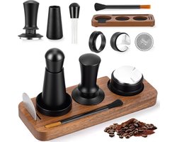 Omgoods - 7-in-1 Espresso Tamper Set met Tamperstation van Walnoot Hout