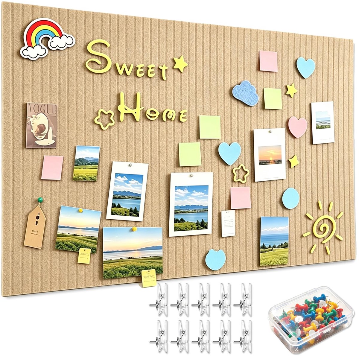 Omgoods - Zelfklevend Prikbord 40 x 80 cm - Vilt Plaat voor Notities en Foto's