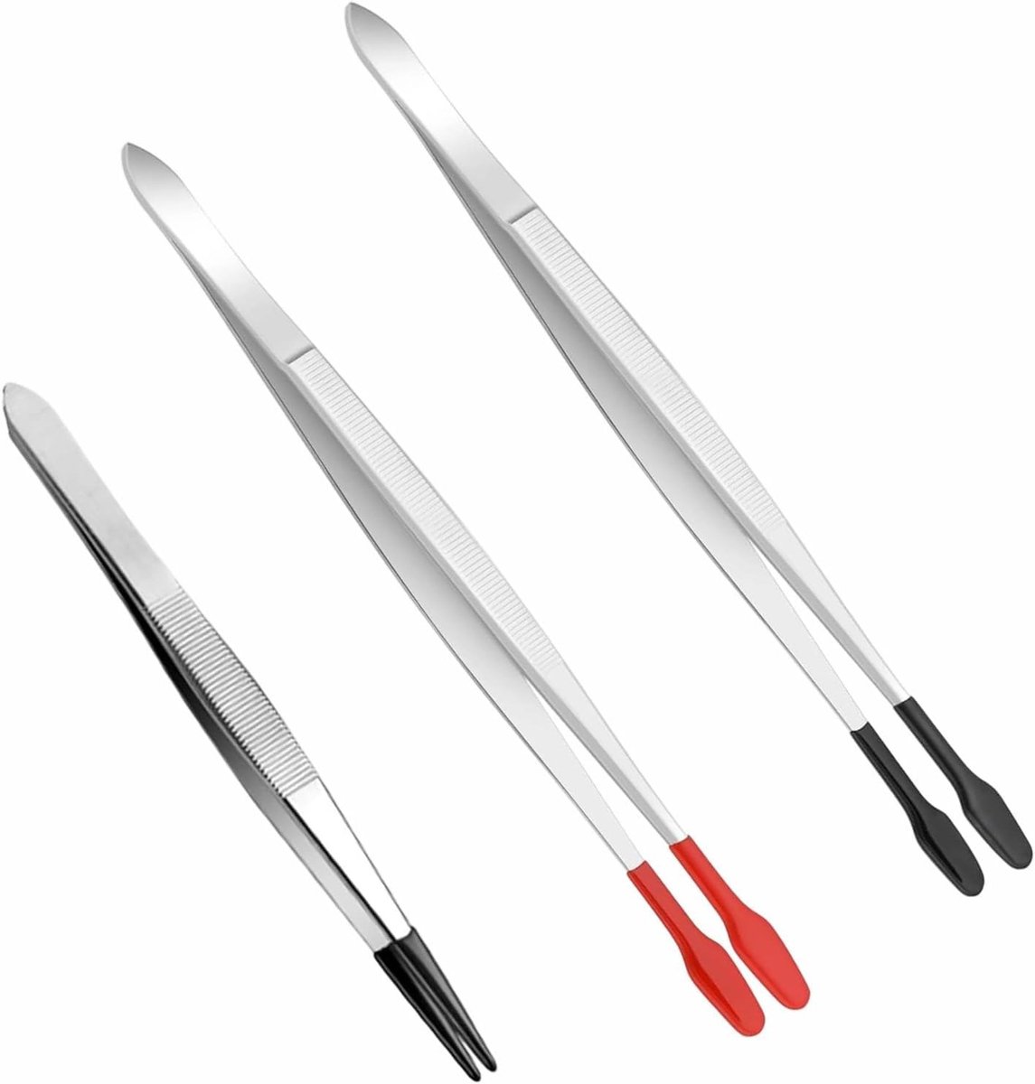 Omgoods - 3 Rubber Tip Precisie Pincetten - Ideaal voor Ambachten en Laboratoria