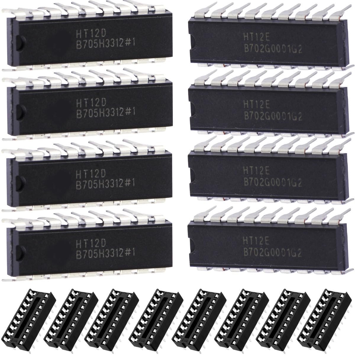 8-delige DIP-18 IC Encoder Decoder Set voor Draadloze Afstandsbediening en Infrarood Controle, Ideaal voor DIY Projecten en Schakelbesturing