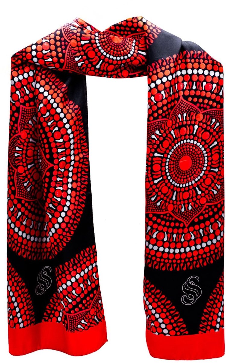 Omgoods - Handgetekende 100% Zijde Sjaal in Mandala Design
