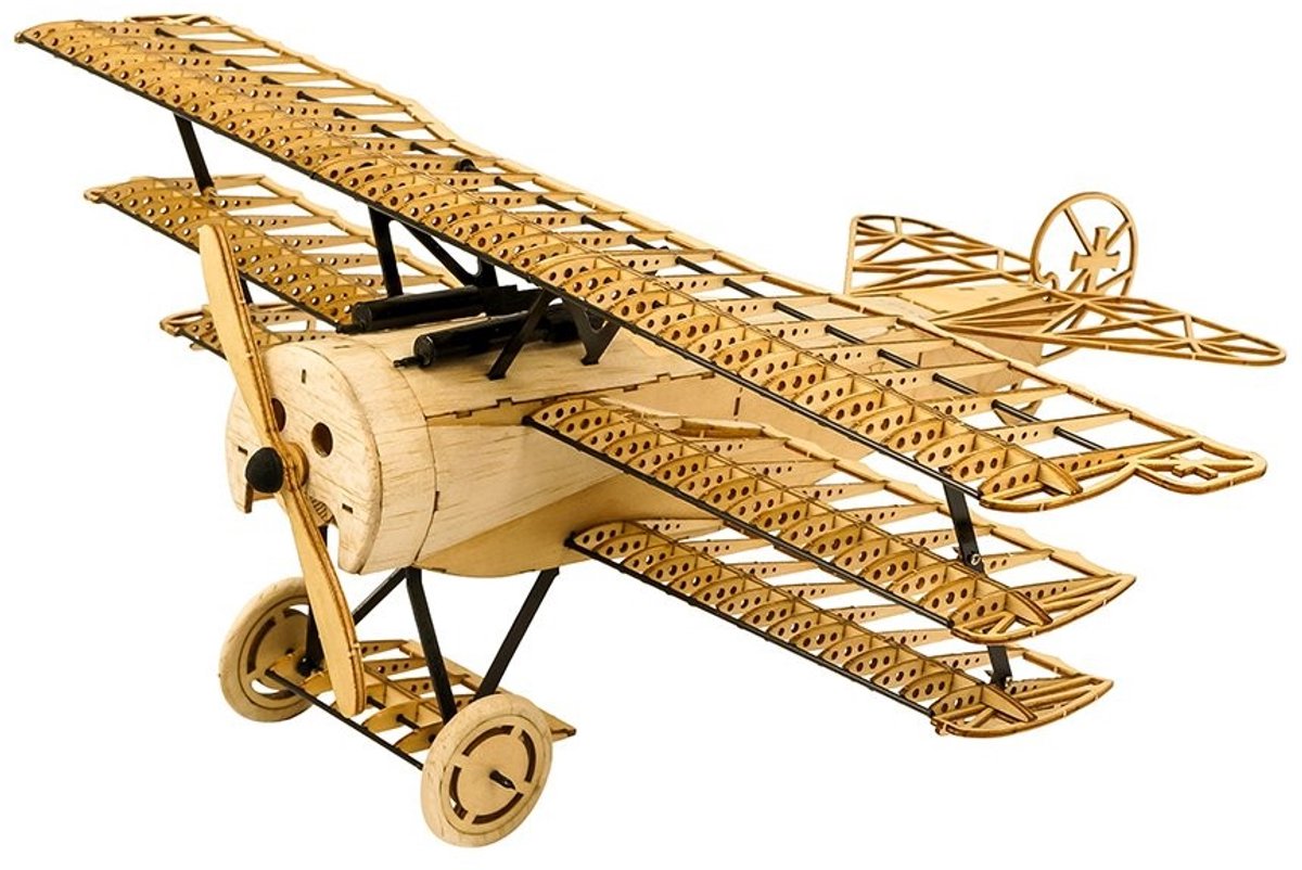 Omgoods - 3D Houten Model van Fokker Dr.I Vliegtuig