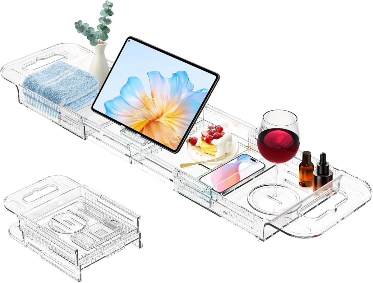 Omgoods - Uittrekbare Badplank voor iPad en Boeken, Transparant