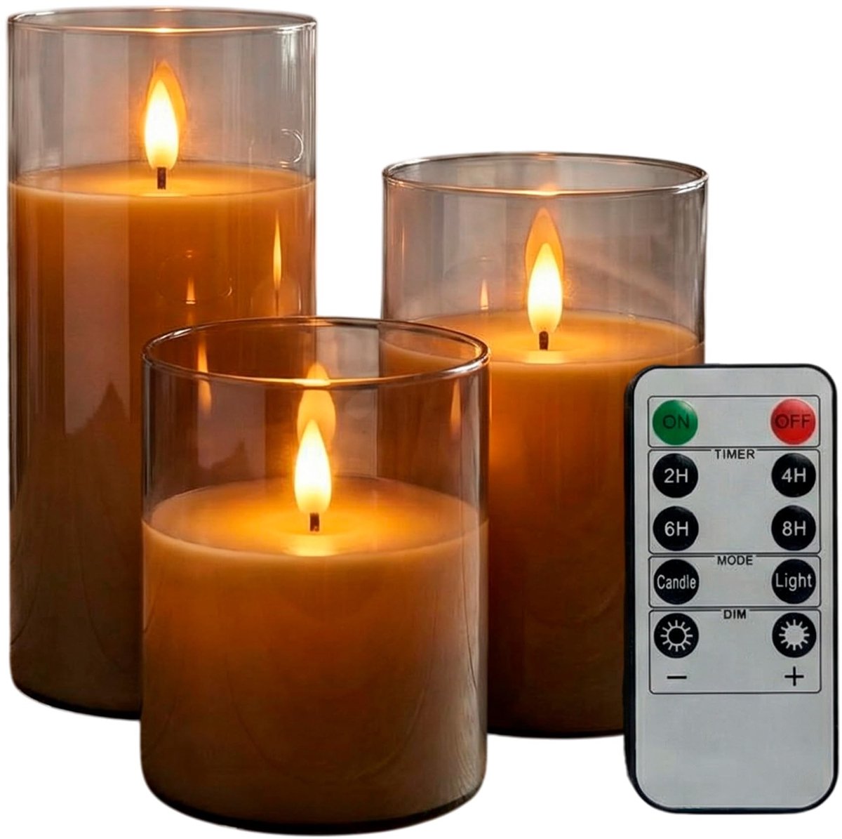 Omgoods - Set van 3 LED Kaarsen met Afstandsbediening en Timer