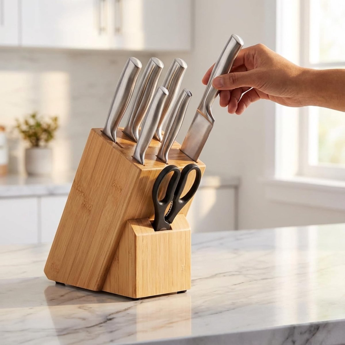 Omgoods - Bamboo Keukenmes Houder zonder Messen
