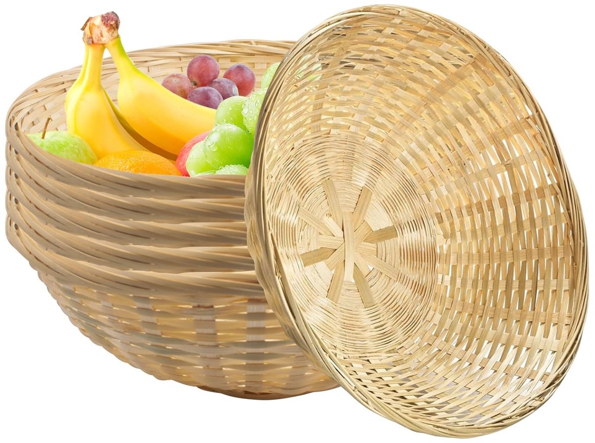 Omgoods - 6 Stuks Handgemaakte Bamboe Opbergmanden - Natuurlijke Woven Mand voor Keuken en Restaurant