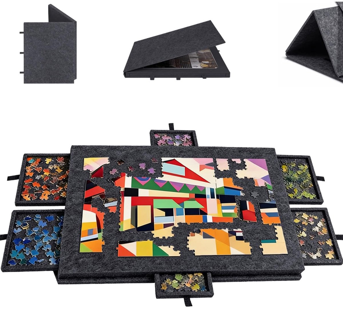 Omgoods - Opvouwbare Puzzeltafel met 6 Laden voor Puzzels tot 1000 Stukken