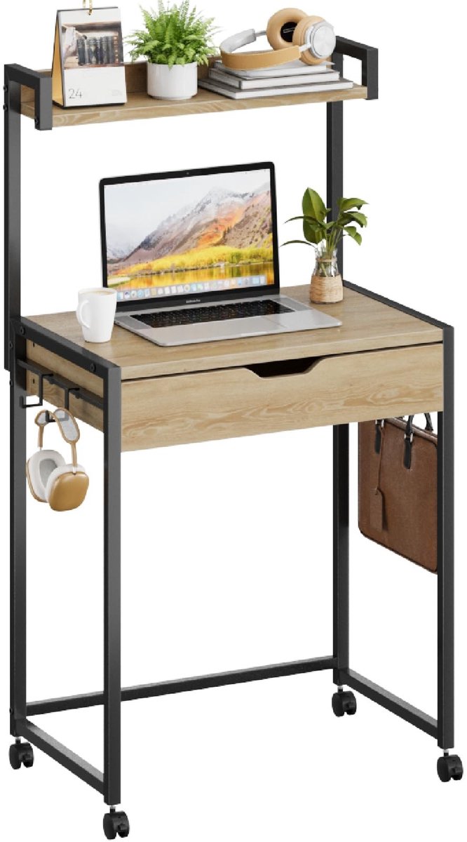 Omgoods - Compacte Computertafel met Opbergruimte 64 cm