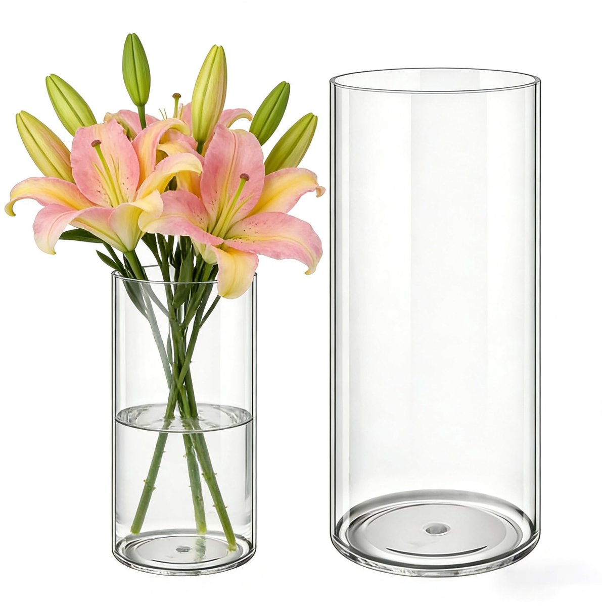 Omgoods - Set van 2 Transparante Acryl Vazen, Shatterproof en Lichtgewicht