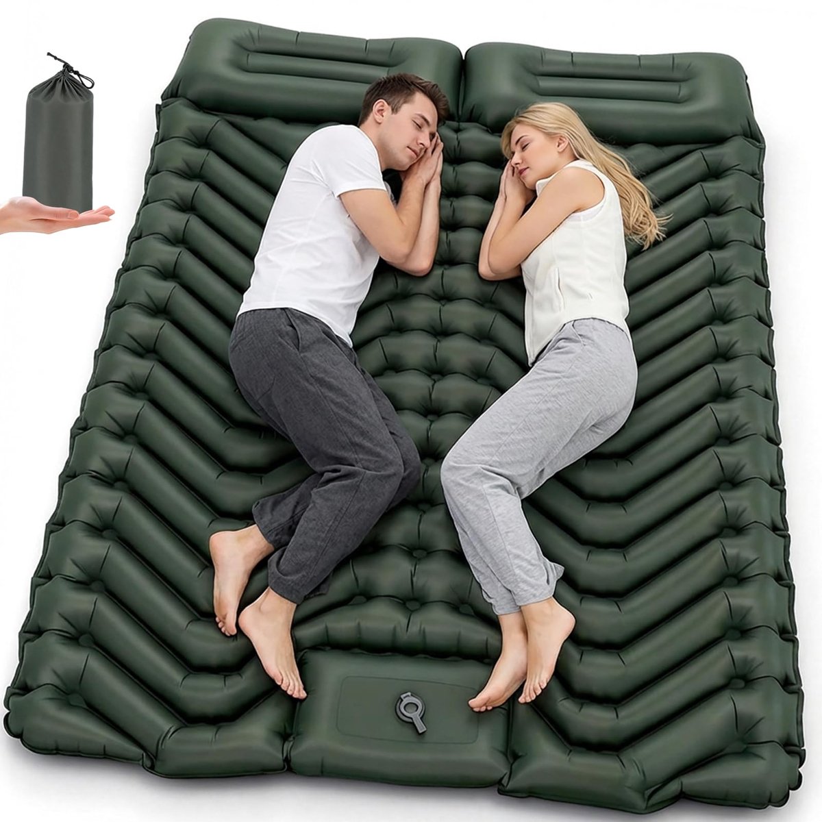 Omgoods- Campingluchtmatras 196 x 134 cm - Opblaasbaar - Waterdicht - Ultralicht 1,5 kg - Compact 35 x 14 cm - Duurzaam 40D-nylon - Opblaasmatras