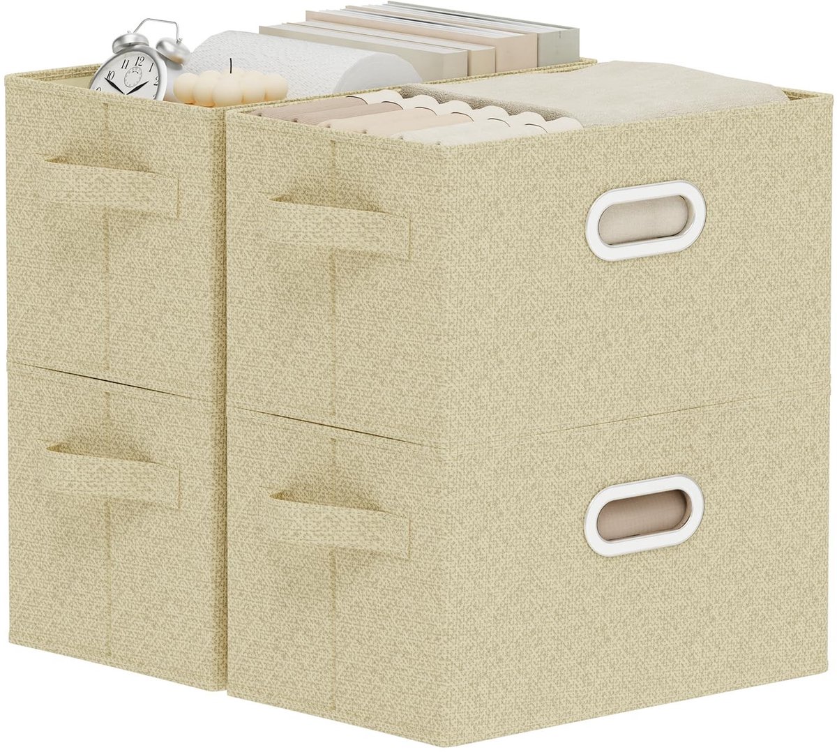 Omgoods - Set van 4 Opvouwbare Opbergmanden met Handvatten