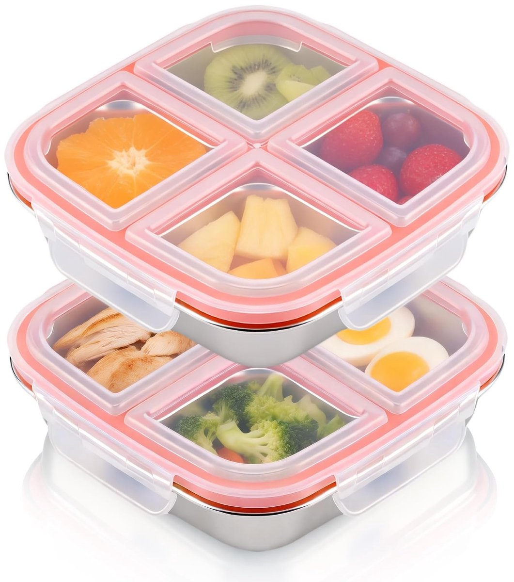 Omgoods - Roestvrijstalen Lunchbox met 4 Vakken voor Thuis en Op Reis