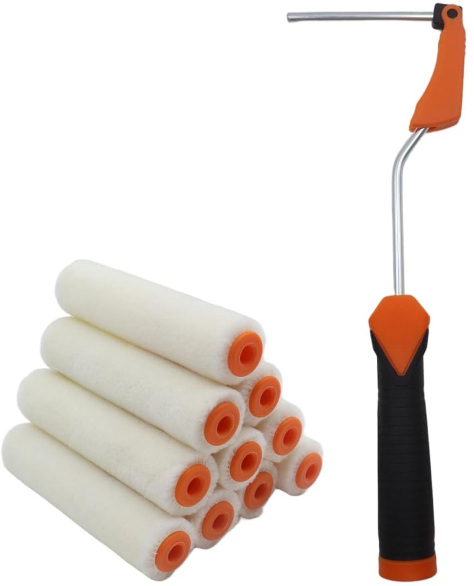 Omgoods - Set van 10 Verfrollers met Handvat voor Optimale Verfresultaten
