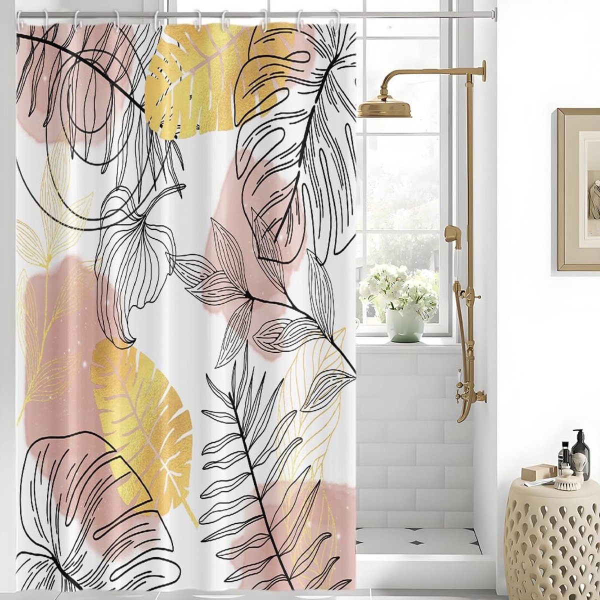 Omgoods - Douchegordijn 150x180 cm Roze Bohemian - Waterdicht