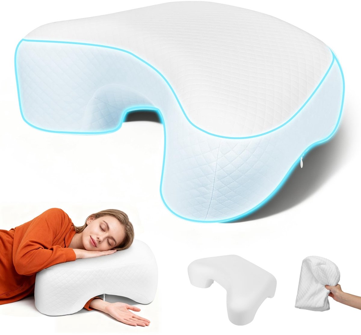 Omgoods - Ergonomisch Zijslaper Kussen met Armopeningen van Geheugenschuim