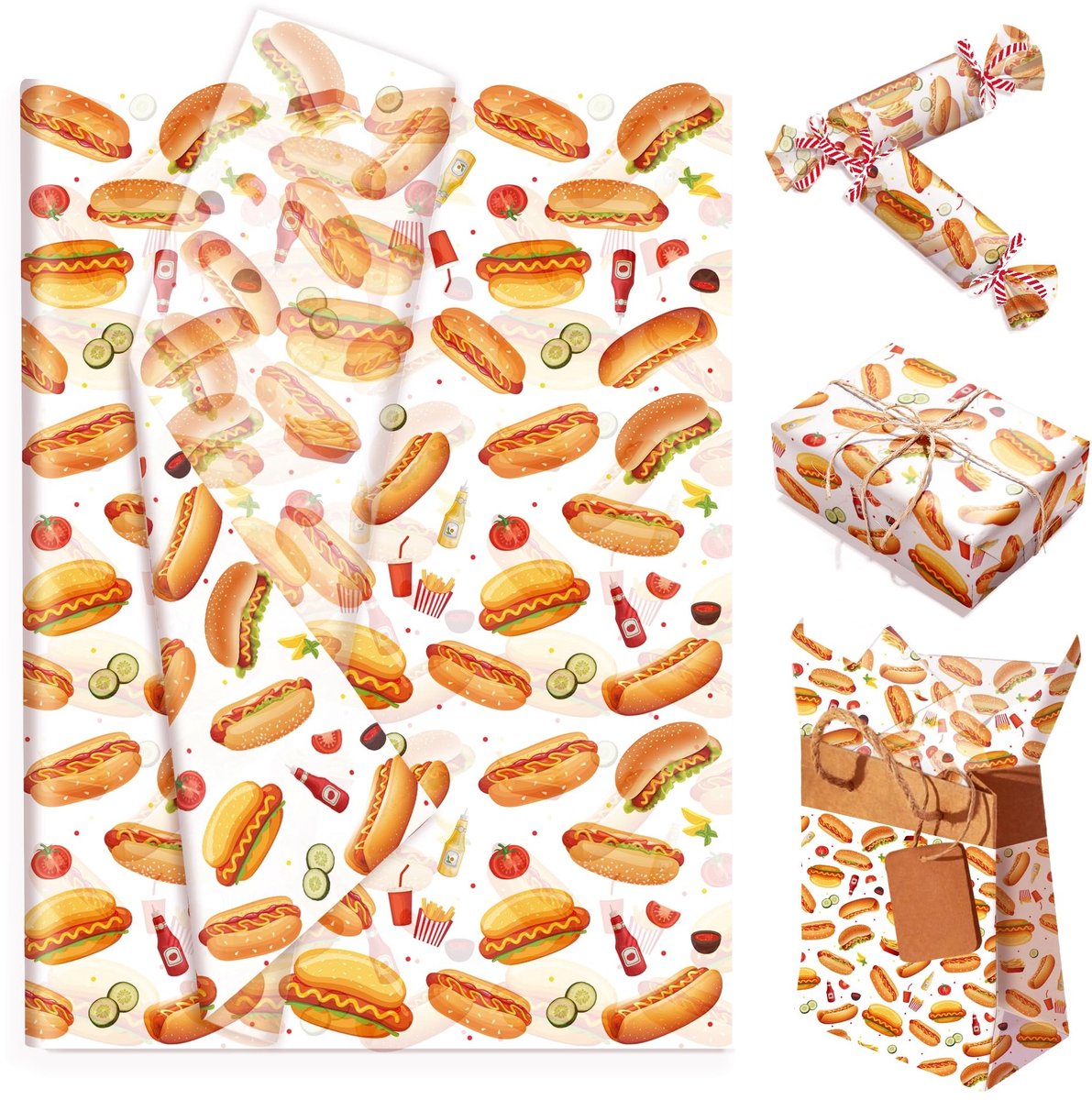 Omgoods - 50 Vellen Hotdog Inpakvloeipapier met Patroon