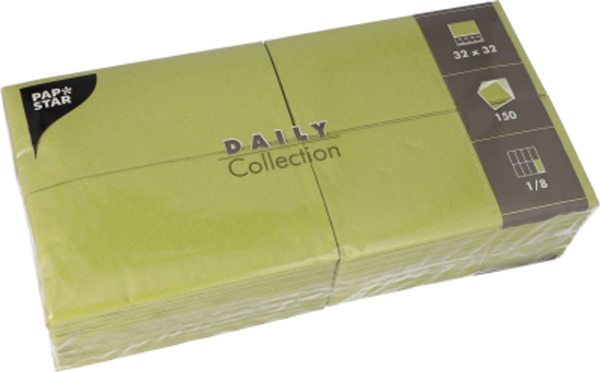 6x 150 Servetten DAILY Collection 1/8 vouw 32 cm x 32 cm olijfgroen
