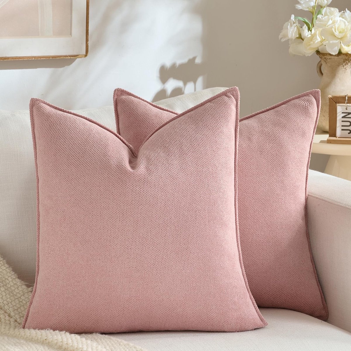 Omgoods - Set van 2 Roze Kussenhoezen 50 x 50 cm