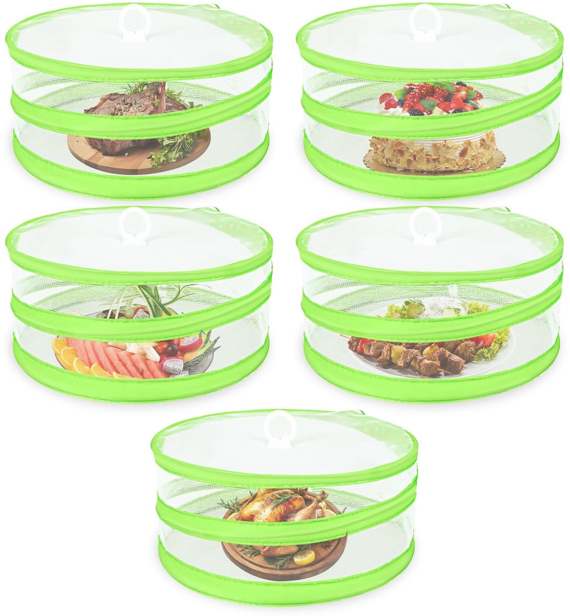 Omgoods - 5 Stuks Herbruikbare Mesh Voedselbedekking