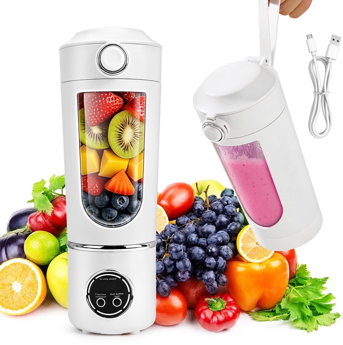 Omgoods - Draagbare Blender met 700ml Capaciteit en 12 RVS Messen