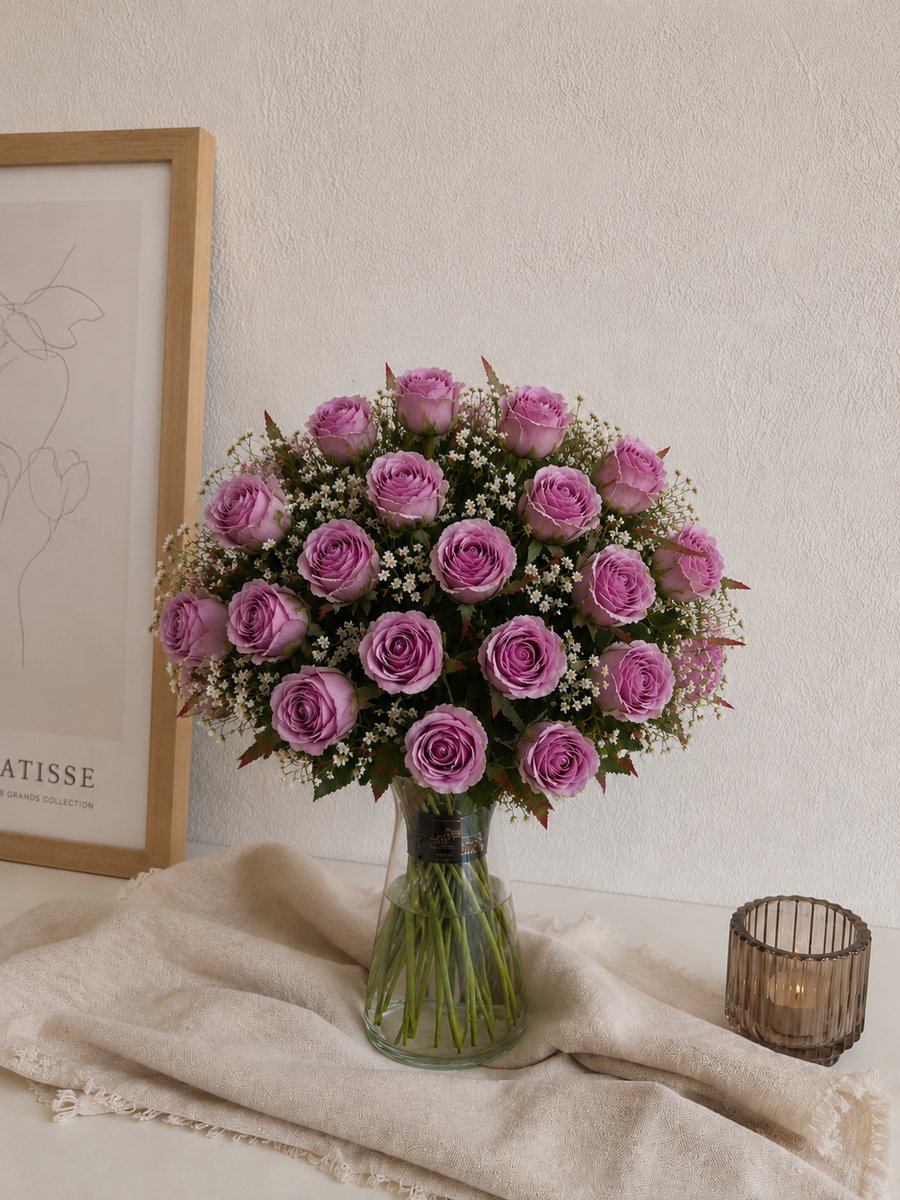 The Bloomistic® – Zijden Boeket – 50x rozen – 55 cm hoog – Kunstbloemen – Valentijnsdag– nepbloemen – rozen – roos – decoratie – decoratie woonkamer
