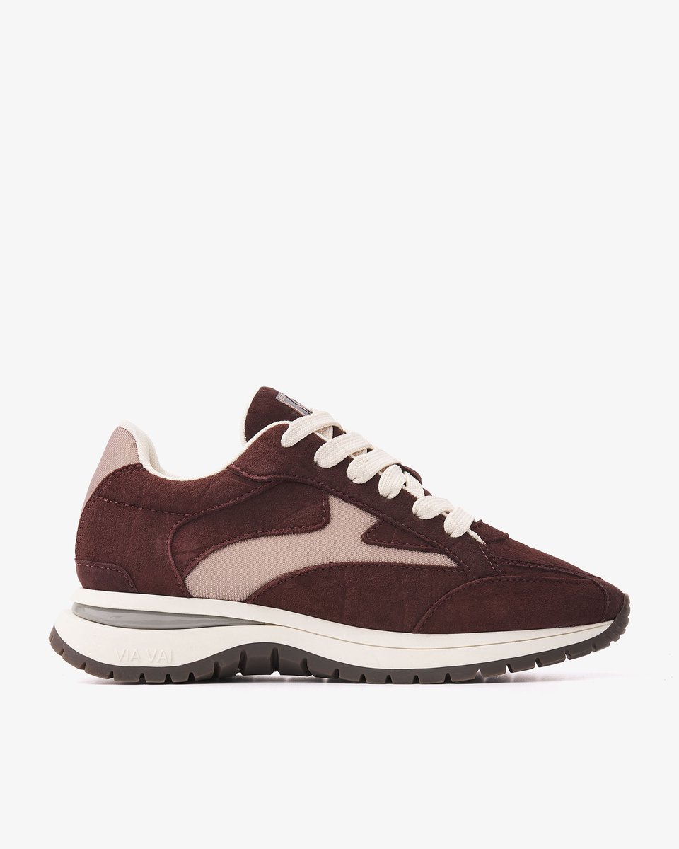 VIA VAI Usher Riggs Sneakers Dames - Mesh,Suède - Rood - Maat 39