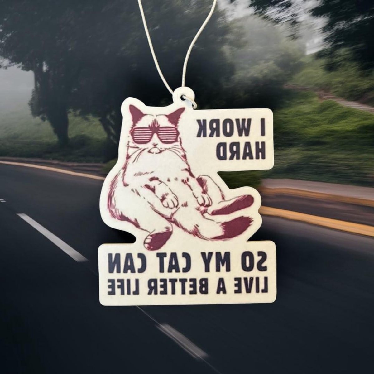 Auto Luchtverfrisser - Kattenhanger - Auto Opfrissen - Dubbelzijdig Bedrukt - 12.7 x 8 cm - Zwart
