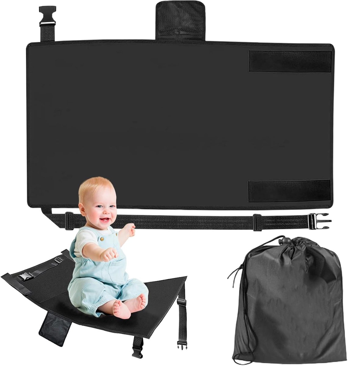 SnelShoppen - Voetsteun voor vliegtuig voor kinderen - Verstelbare vluchtvoetsteun-hangmat - Zitverlenging - Kindervliegtuig 79 x 44 cm - Reisbed voor
