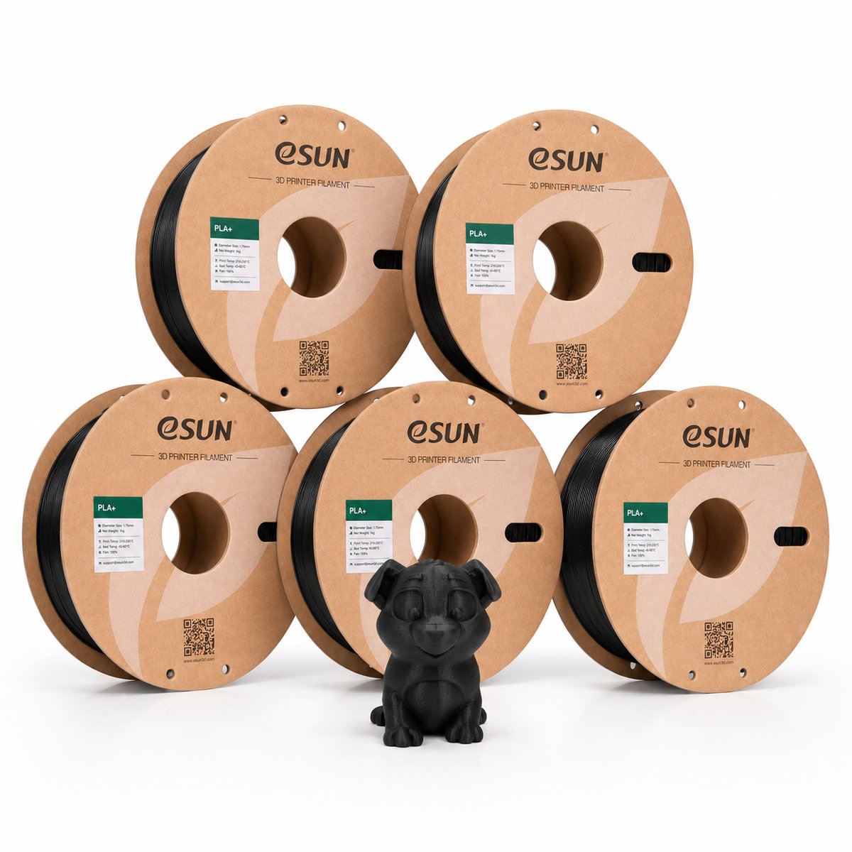 eSUN PLA Basic Filament Zwart 1.75 mm – 5 Pack (5x 1 kg) – 3D Printer Filament